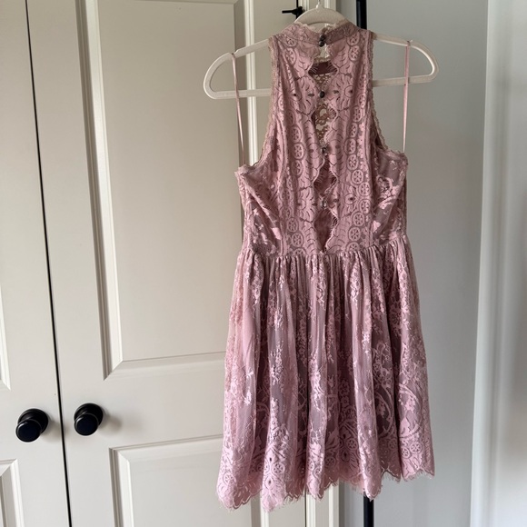 Free People Blush Lace Open Back Dress Boho Romantic Size 8 - Picture 2 of 4